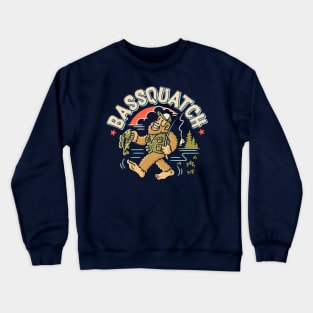 Bassquatch!  Vintage Fishing Bigfoot Fisherman Crewneck Sweatshirt